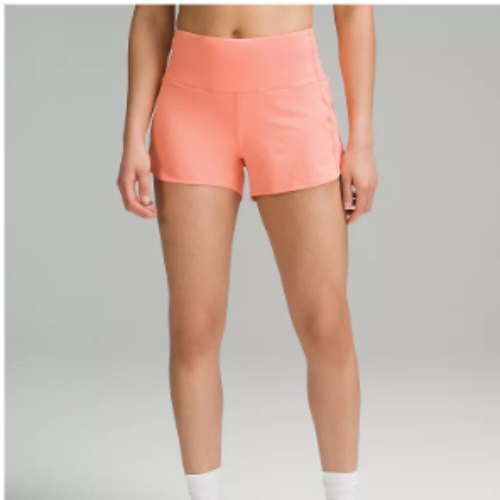 Speed Up High-Rise Lined Short 4" sunny coral